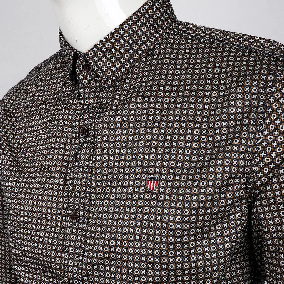 Badgley Dotted Well Styled Shirt- Brown