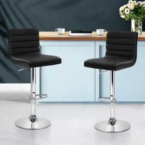 Black Faux Leather Bar Stools, Gas Lift, 360° Swivel - Artiss