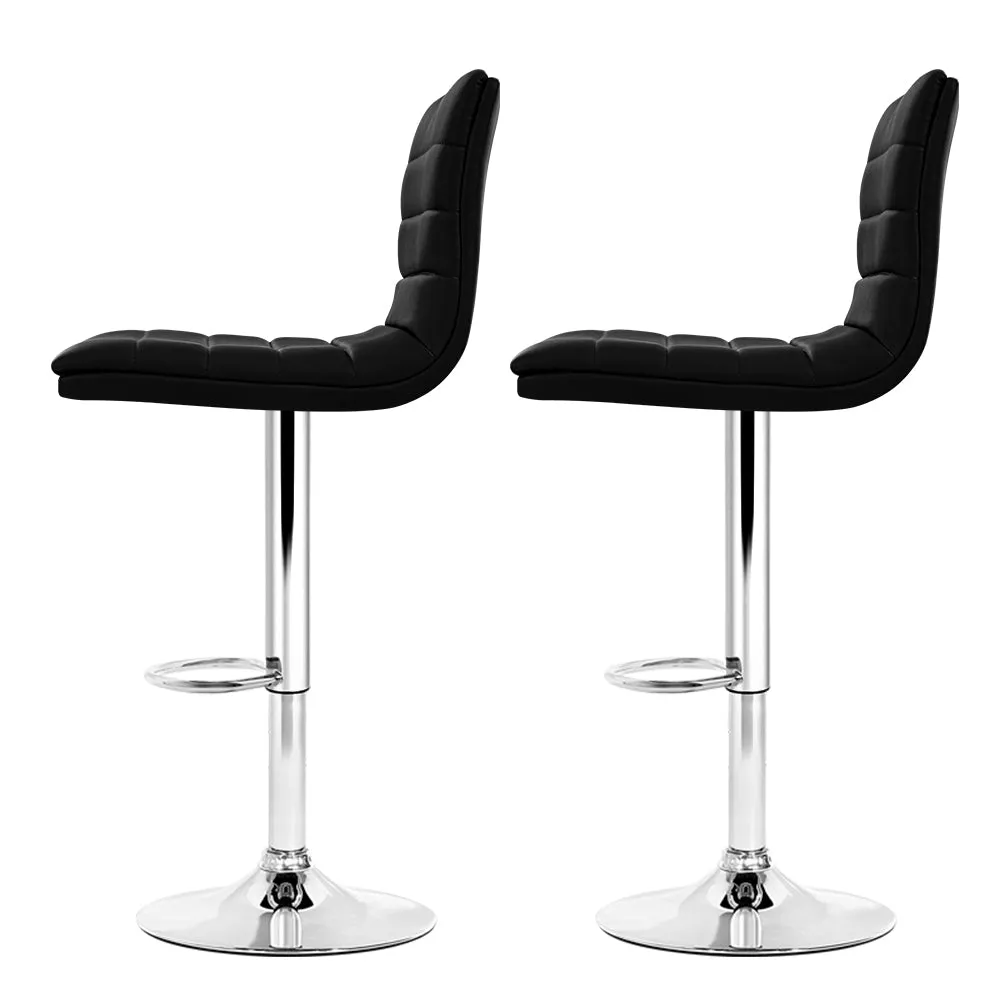 Black Faux Leather Bar Stools, Gas Lift, 360° Swivel - Artiss