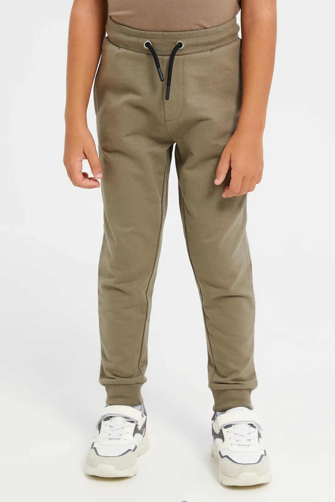 Boys Beige Solid Active Pants (Pack of 2)