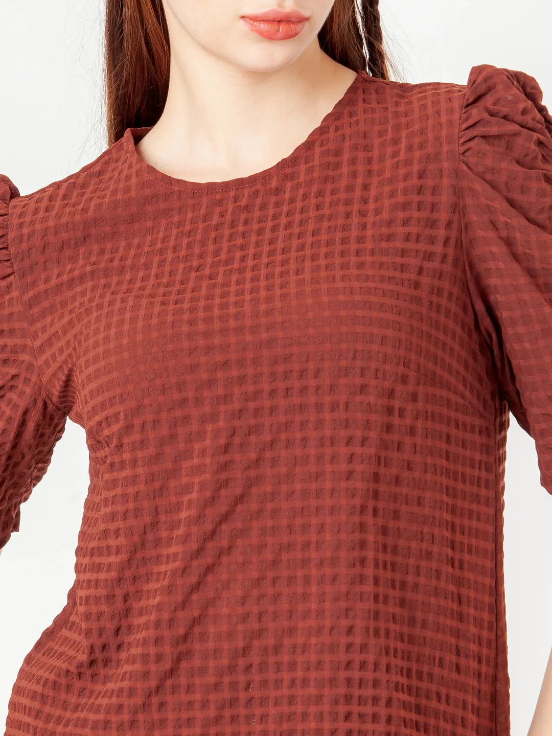 Brown Textured Straight Top