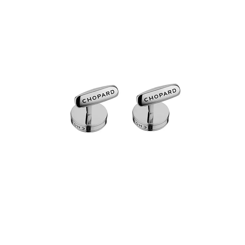 CHOPARD 'CLASSIC RACING' STAINLESS STEEL BLACK CARBON CUFFLINKS