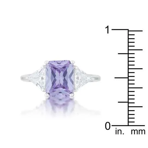 Classic Lavender White Gold Rhodium Engagement Ring