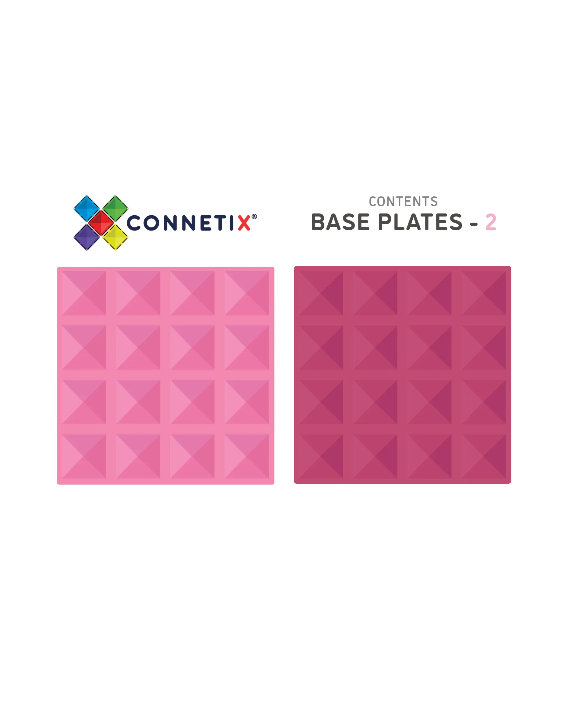 Connetix Tiles PASTEL 2 Piece Base Plate Pack - Pink & Berry