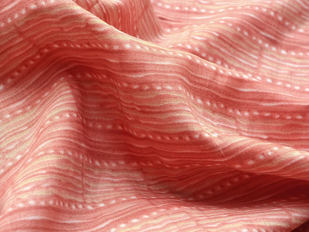 Coral Orange Stripes Soft Cotton Muslin Fabric