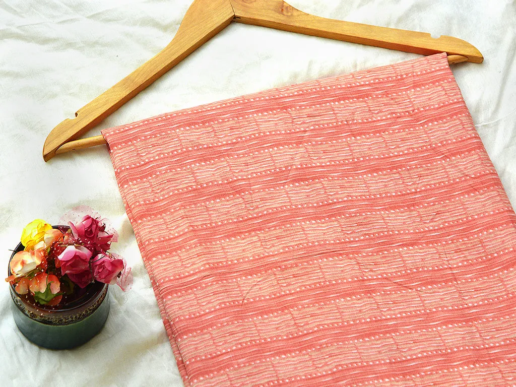 Coral Orange Stripes Soft Cotton Muslin Fabric