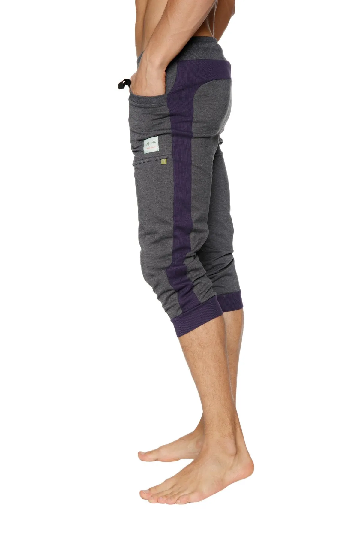 Cuffed Yoga Pants (Charcoal w/Eggplant)