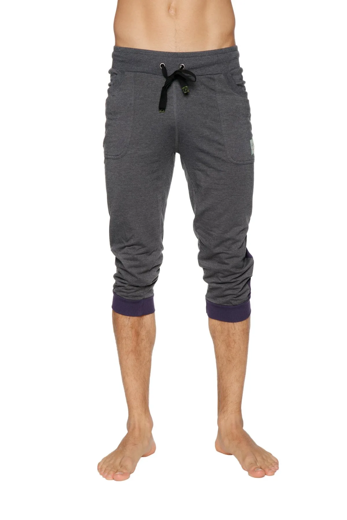 Cuffed Yoga Pants (Charcoal w/Eggplant)