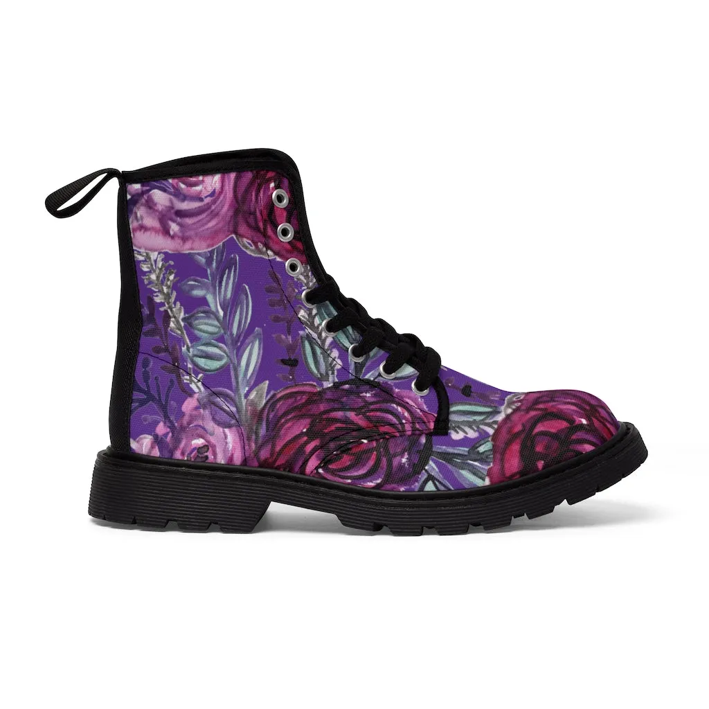 Deep Purple Rose Women's Boots, Best Vintage Style Premium Quality Winter Boots For Ladies