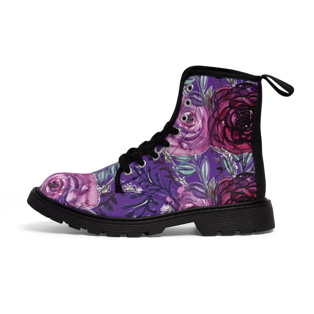 Deep Purple Rose Women's Boots, Best Vintage Style Premium Quality Winter Boots For Ladies