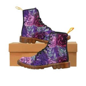 Deep Purple Rose Women's Boots, Best Vintage Style Premium Quality Winter Boots For Ladies