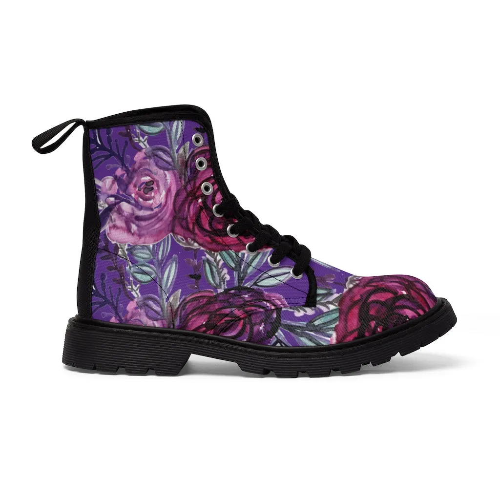 Deep Purple Rose Women's Boots, Best Vintage Style Premium Quality Winter Boots For Ladies