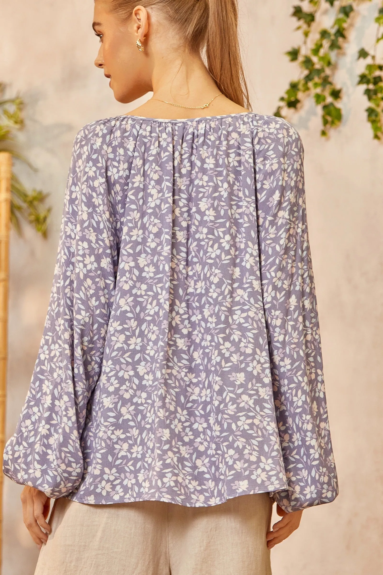 Dusty Lavender Floral Top - Final Sale