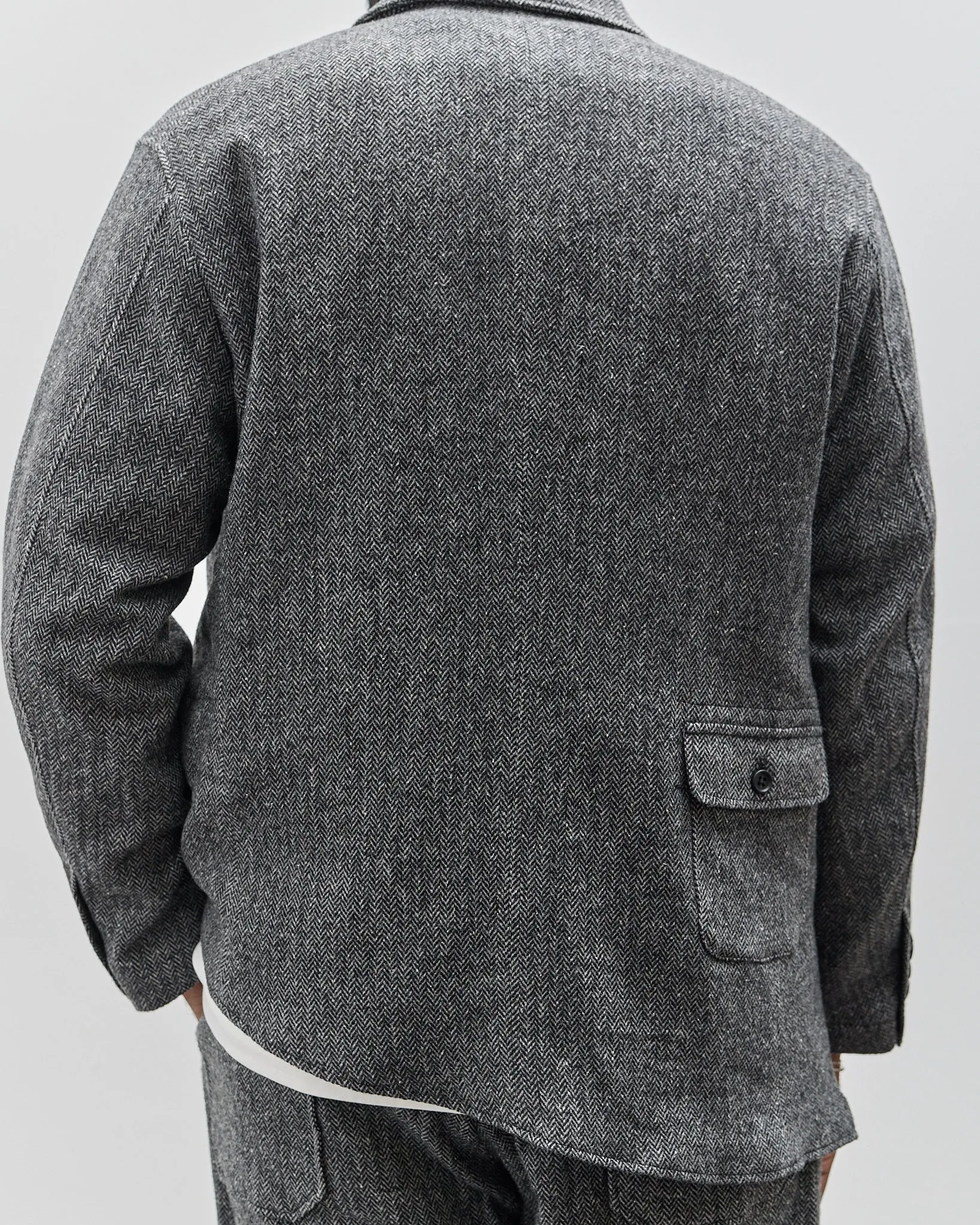 Engineered Garments Slanted Jacket, Grey Poly Wool Herringbone