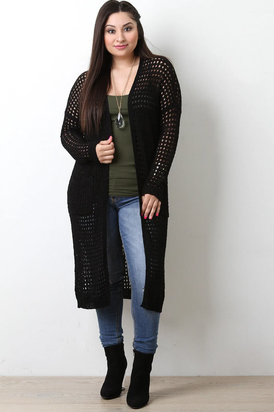 Eyelet Duster Cardigan