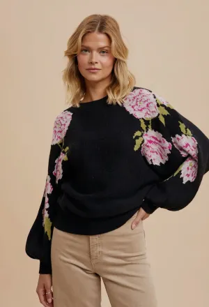 Floral jacquard sweater