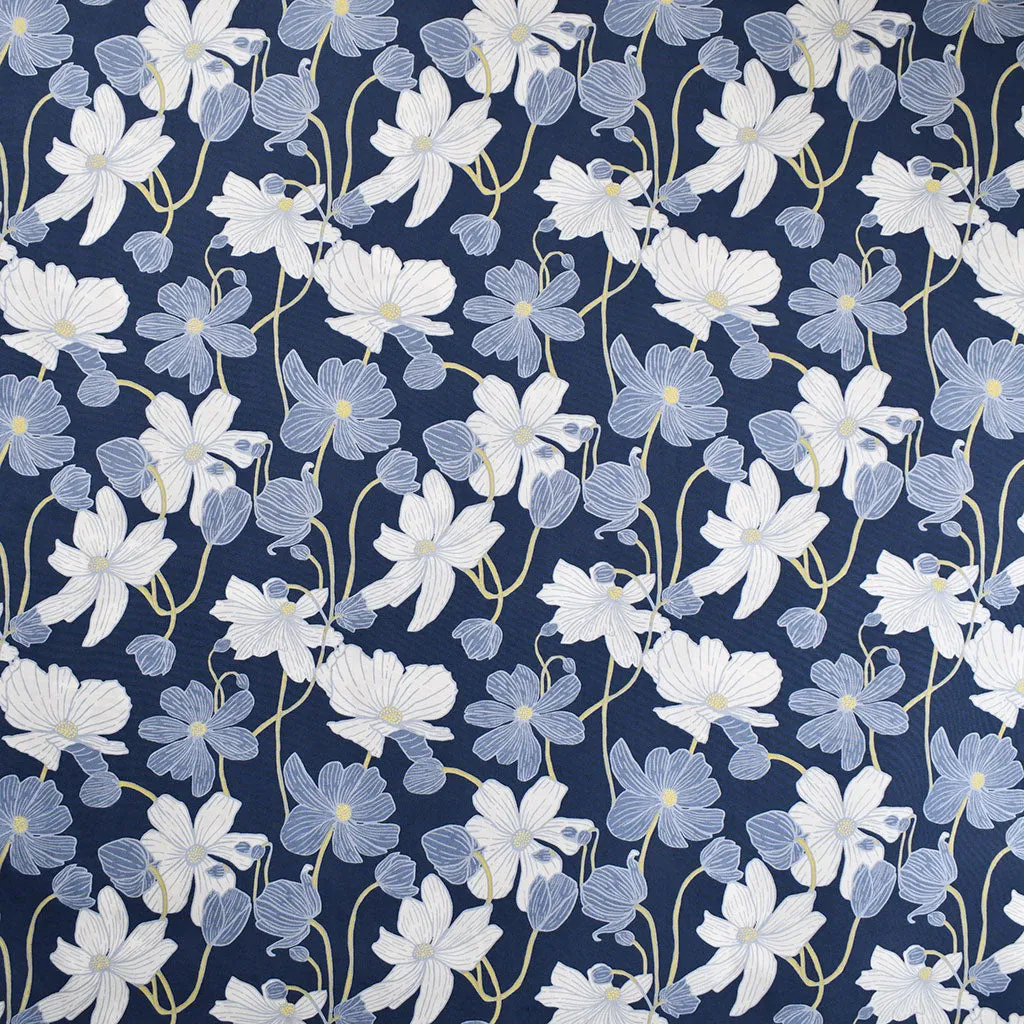 Fresh Linen Moonshine Winding Floral Premium Cotton Navy