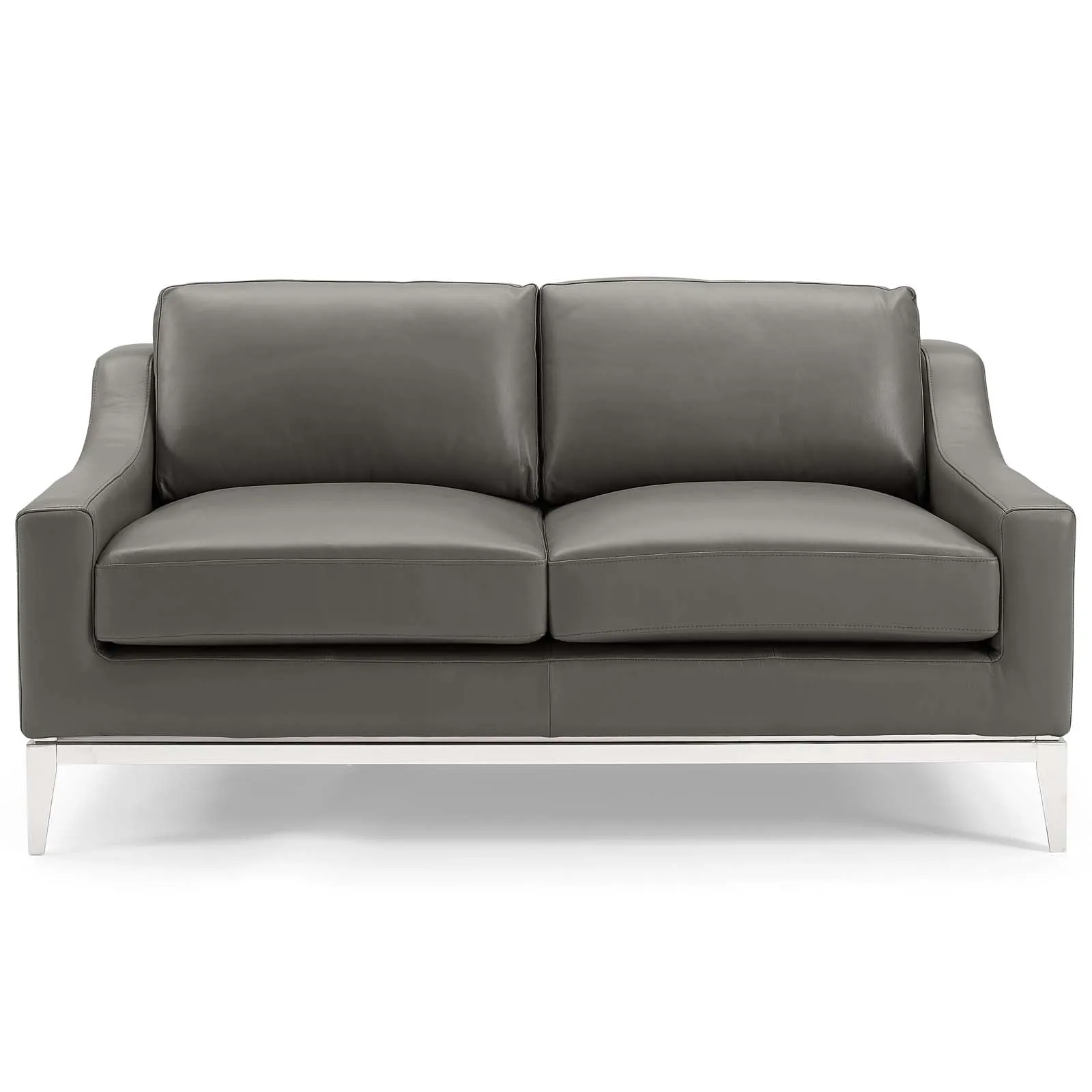 Harness 64" Stainless Steel Base Leather Loveseat by Modway