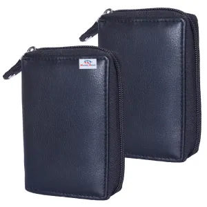 Heart Home Soft Leather Card Holder | Zipper Wallet for Man & Woman with 11 Slot Pack of 2 (Black)