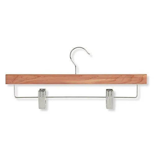 Honey-Can-Do HNG-01535 Skirt/Pant Hanger with Clips, Cedar, 4-Pack