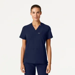 Jaanuu Women's Helia Slim Notched V-Neck Scrub Top - Midnight Navy