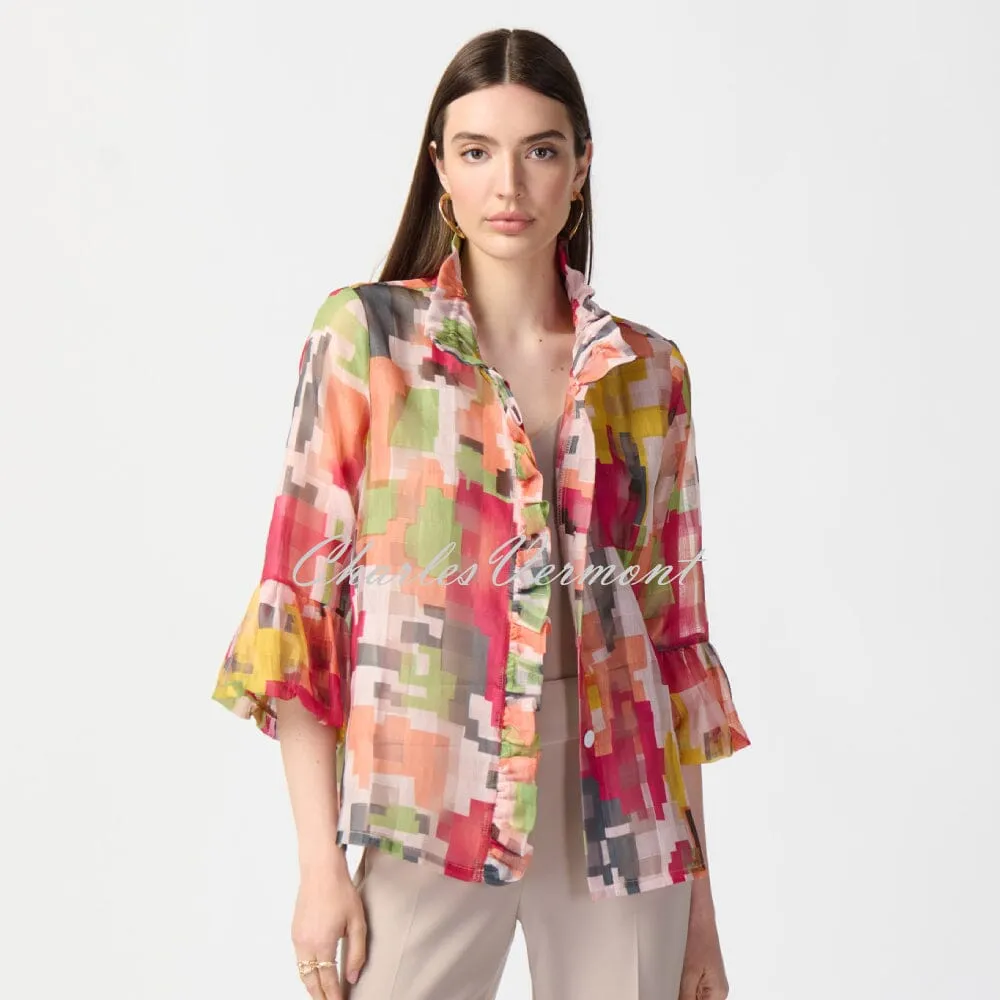 Joseph Ribkoff Geometric Print Ruffle Jacket - Style 241222