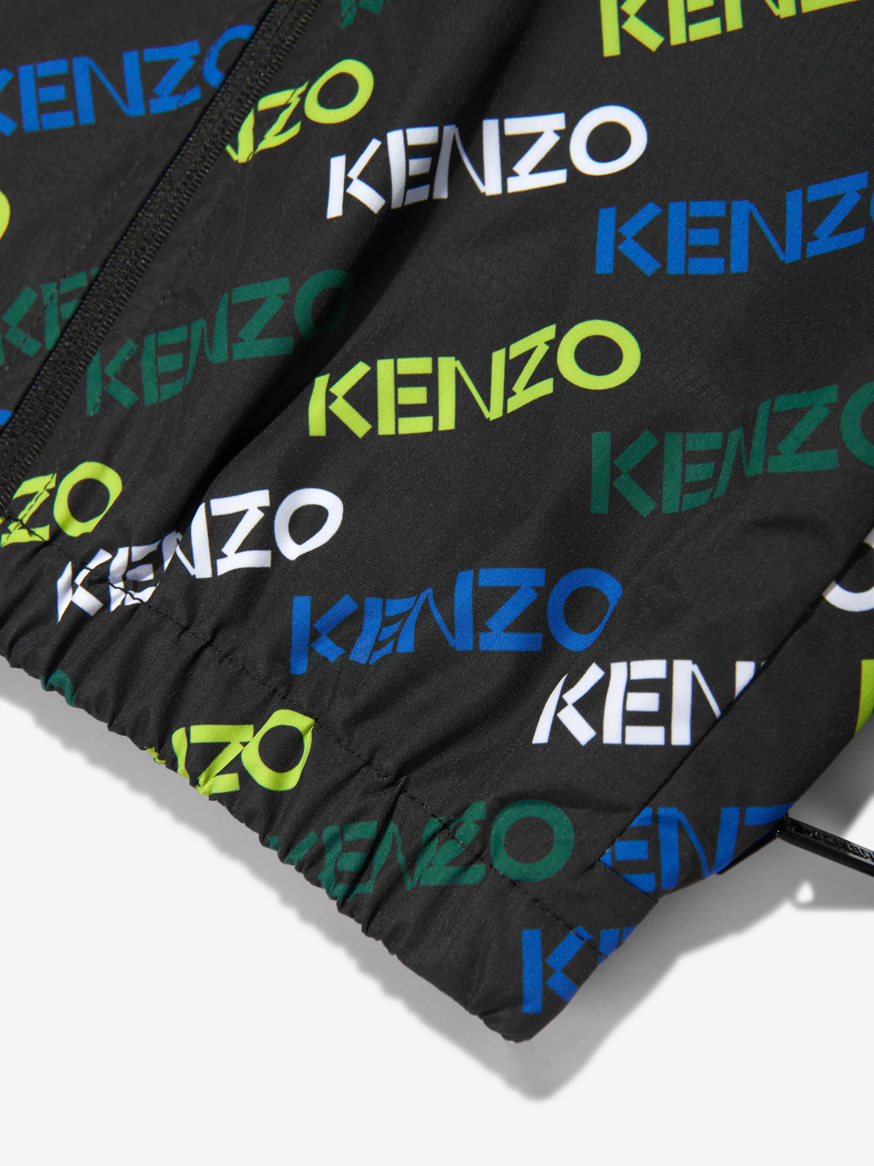 KENZO Kids Hooded Logo Windbreaker in Black