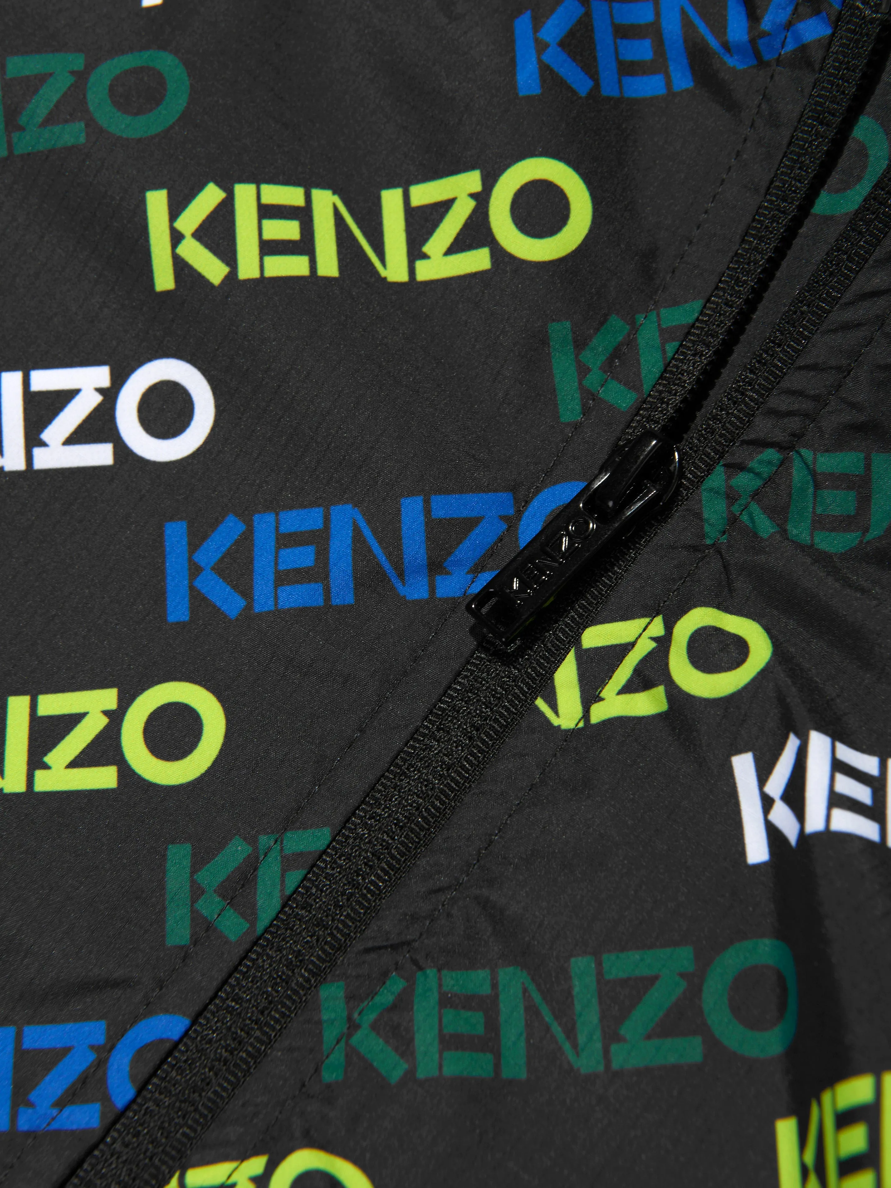 KENZO Kids Hooded Logo Windbreaker in Black