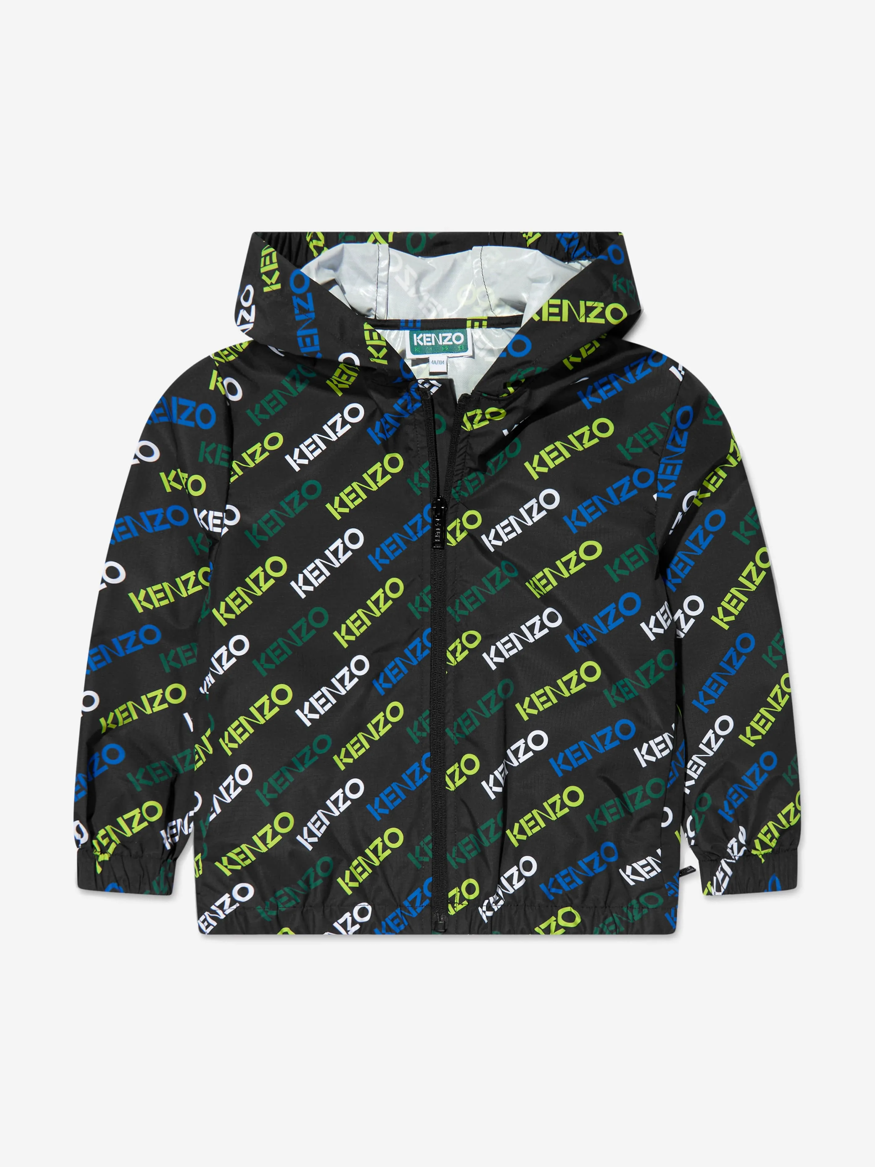 KENZO Kids Hooded Logo Windbreaker in Black