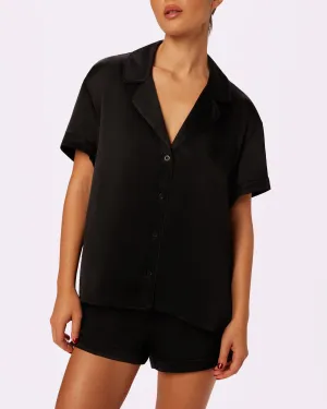 Luxe Dreams Short Sleeve Button Up | Plush Satin (Eightball)