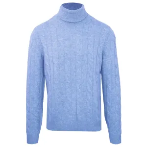 Malo Light Blue Wool Mens Turtleneck Sweater