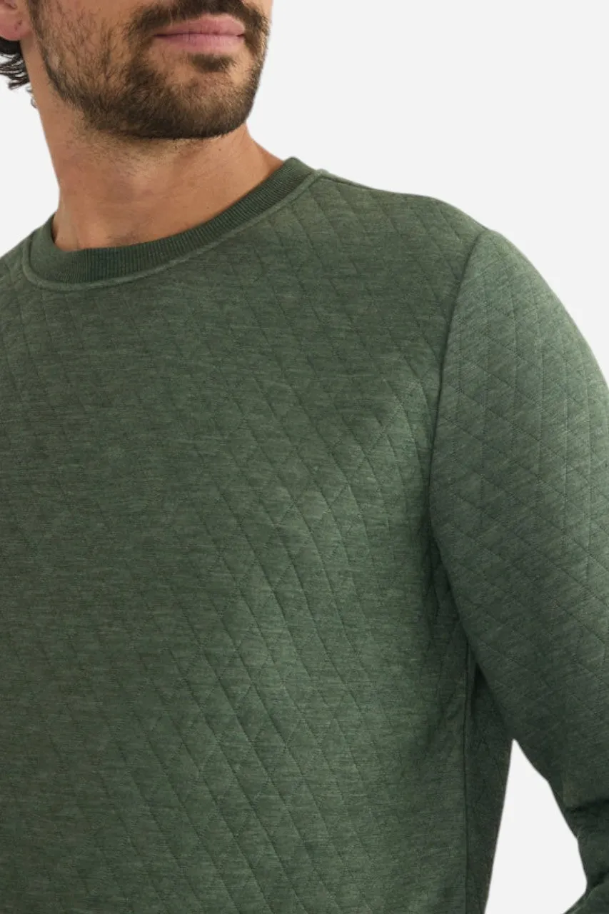 Marine Layer Corbet Quilted Crewneck in Olive