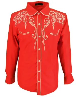 Mazeys Mens Red Western Cowboy Vintage/Retro Shirts