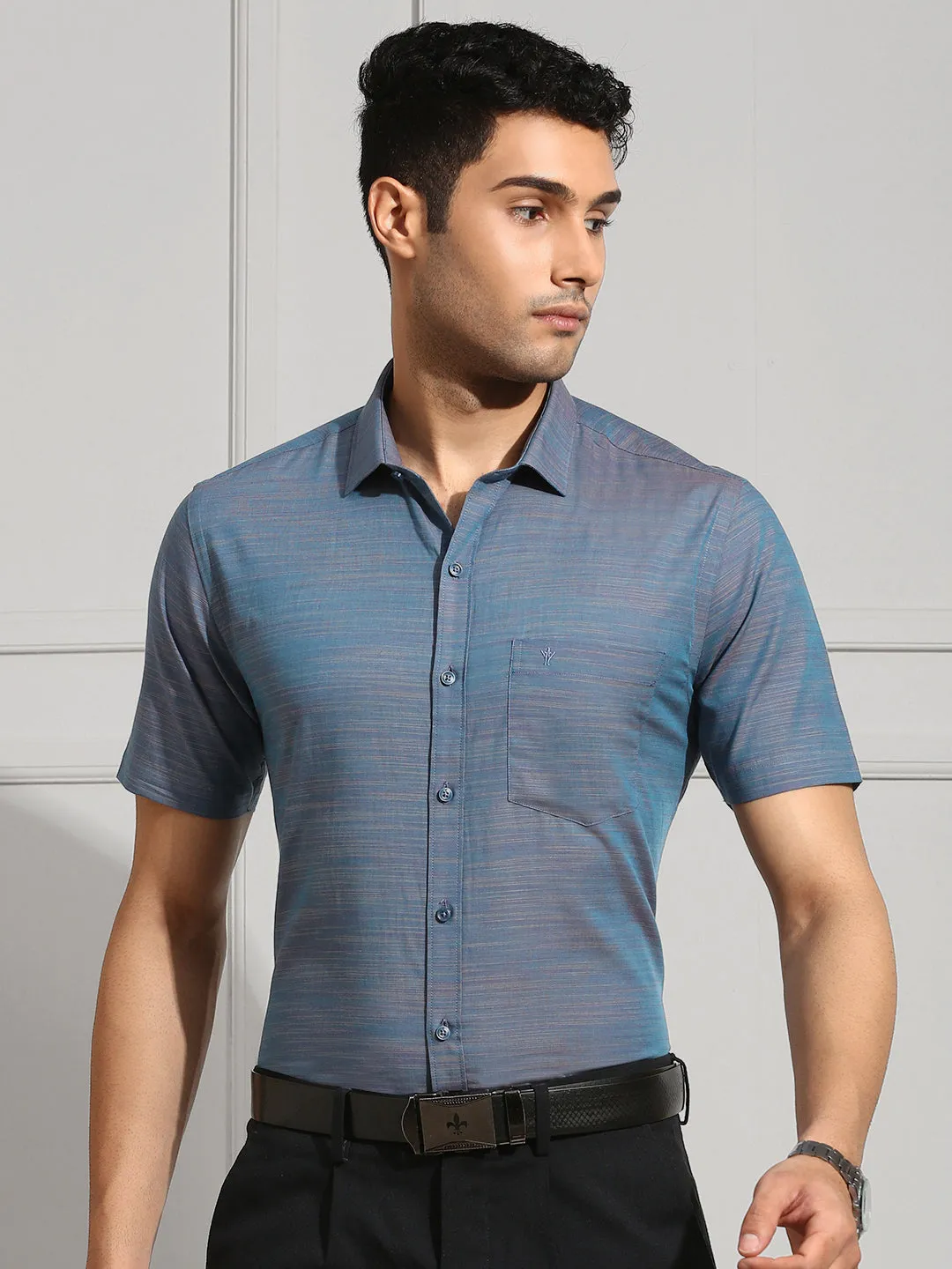 Men 100% Cotton Shirt Blue CL7 GE3