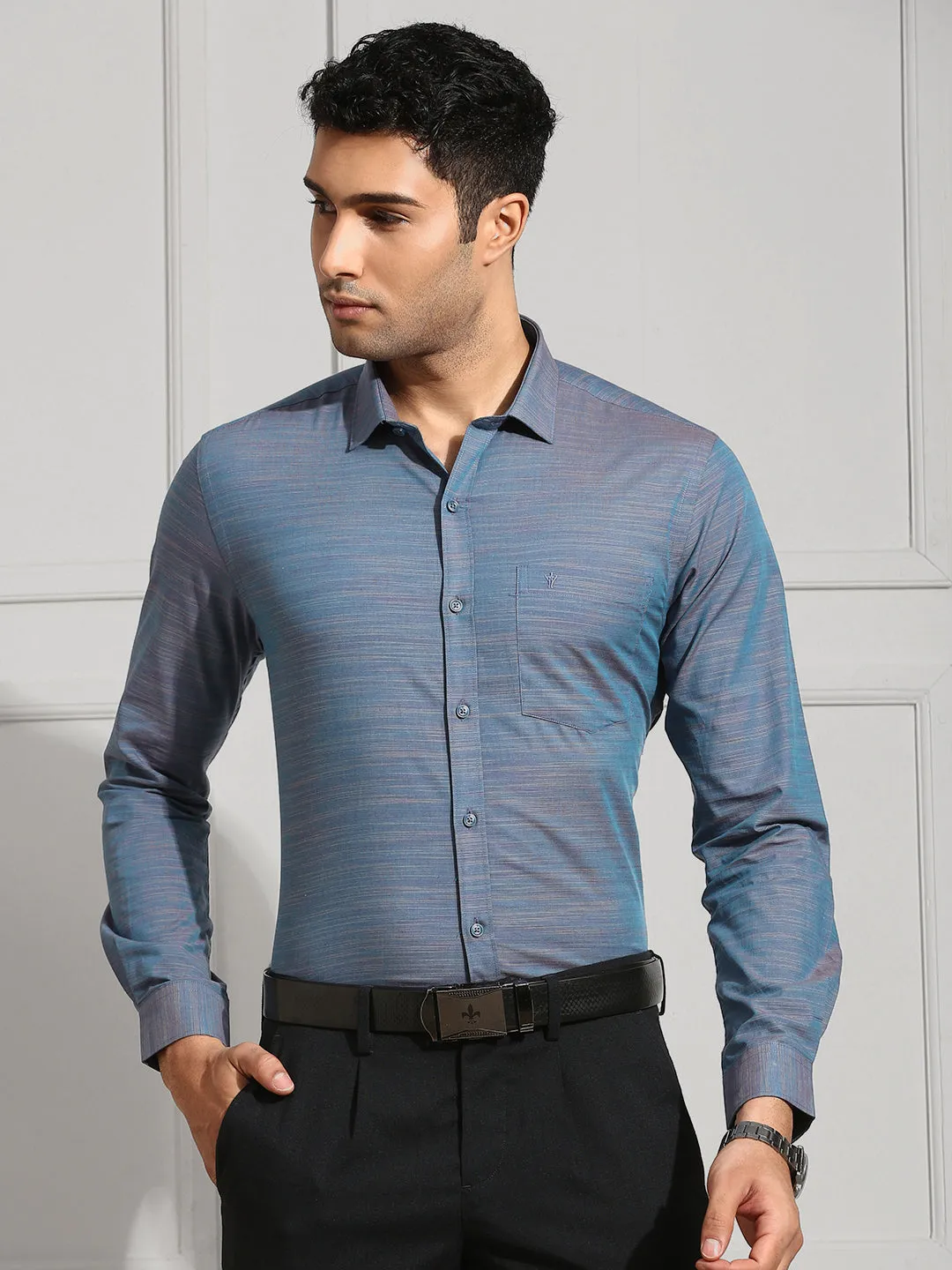 Men 100% Cotton Shirt Blue CL7 GE3