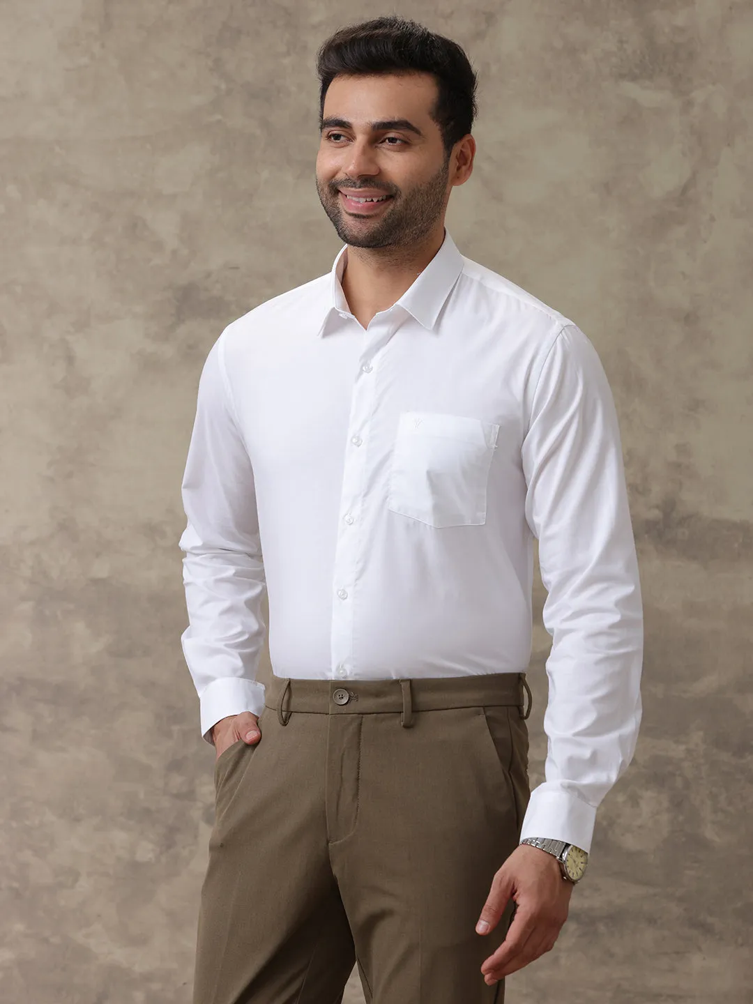 Men Wrinkle Free White Shirt Soft Touch