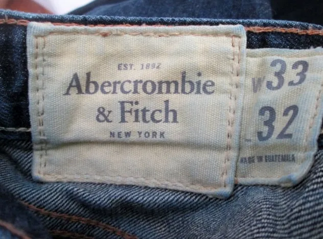 Mens ABERCROMBIE & FITCH Regular Straight Leg Pants Jeans Dungarees BLUE 33 X 32