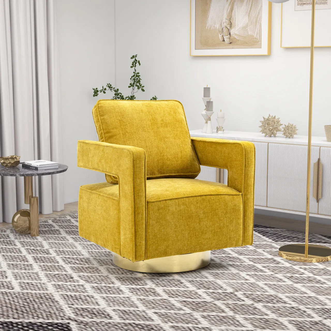 Mustard Chenille Comfy Club Chair