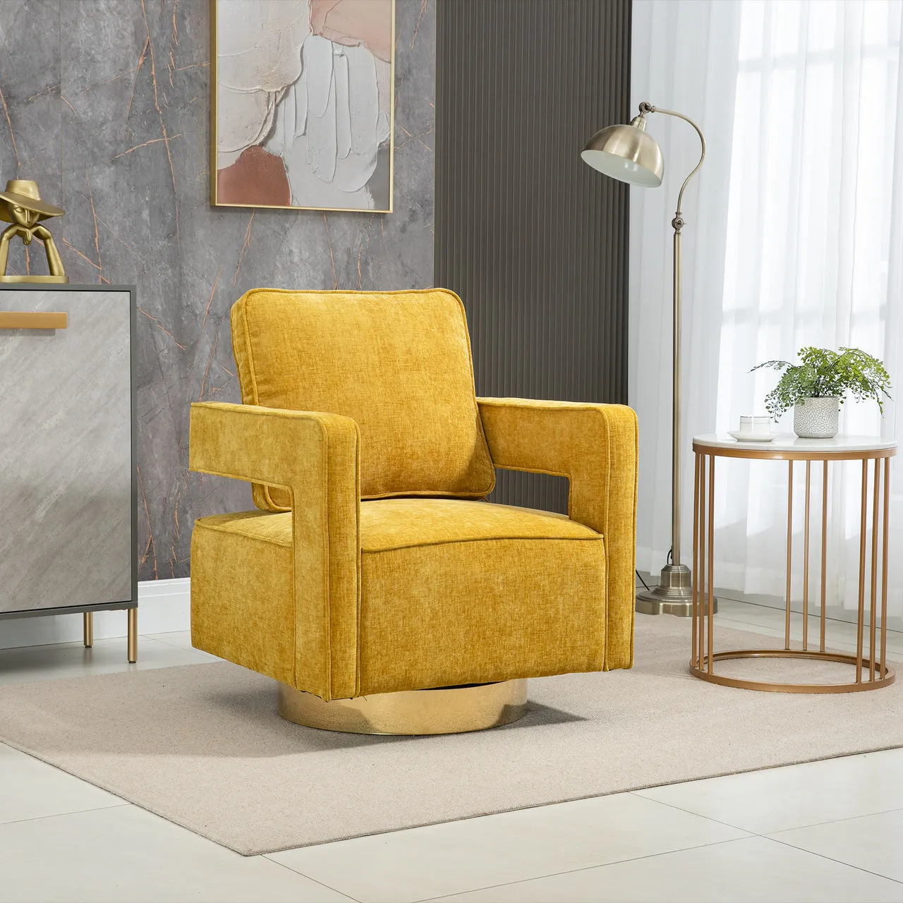 Mustard Chenille Comfy Club Chair