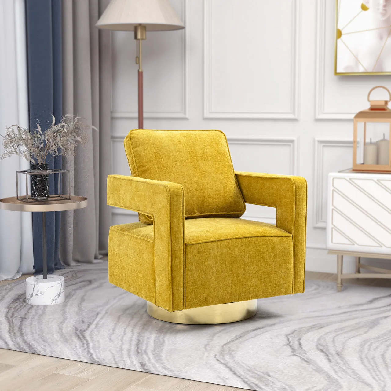 Mustard Chenille Comfy Club Chair