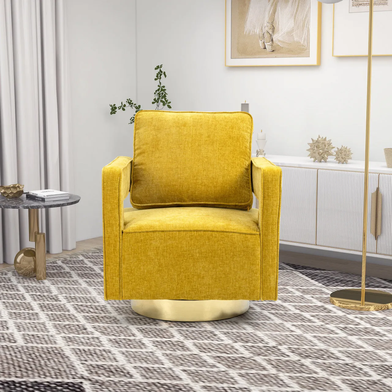 Mustard Chenille Comfy Club Chair