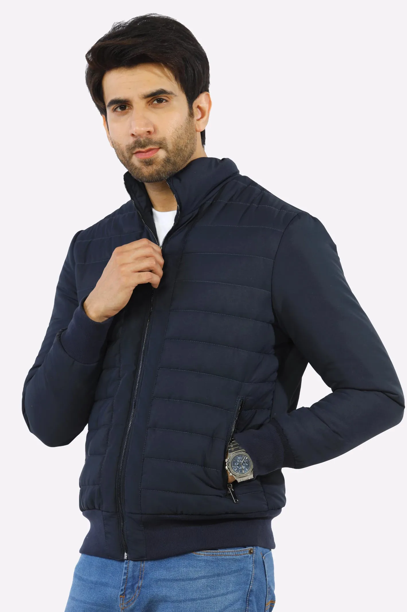 Navy Blue Puffer Jacket for Mens