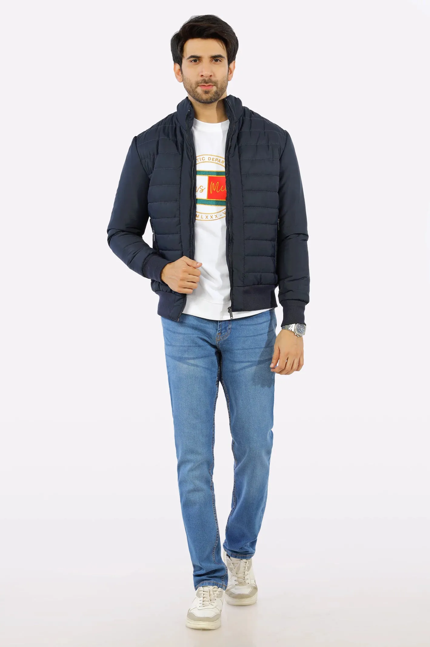 Navy Blue Puffer Jacket for Mens