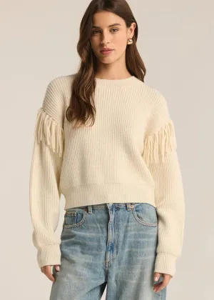 On The Fringe Sweater - Sea Salt