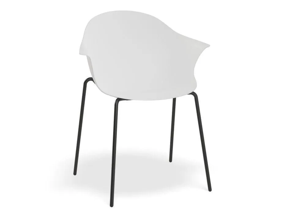 Pebble Armchair White with Shell Seat - Sled Base with White Legs