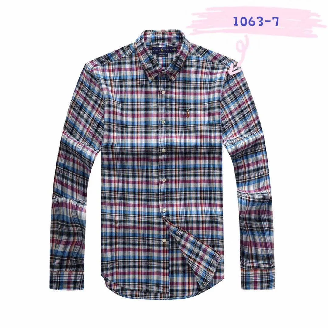 PRL Men's Multi-Color Checkered  Button-Down Long Sleeve Shirt