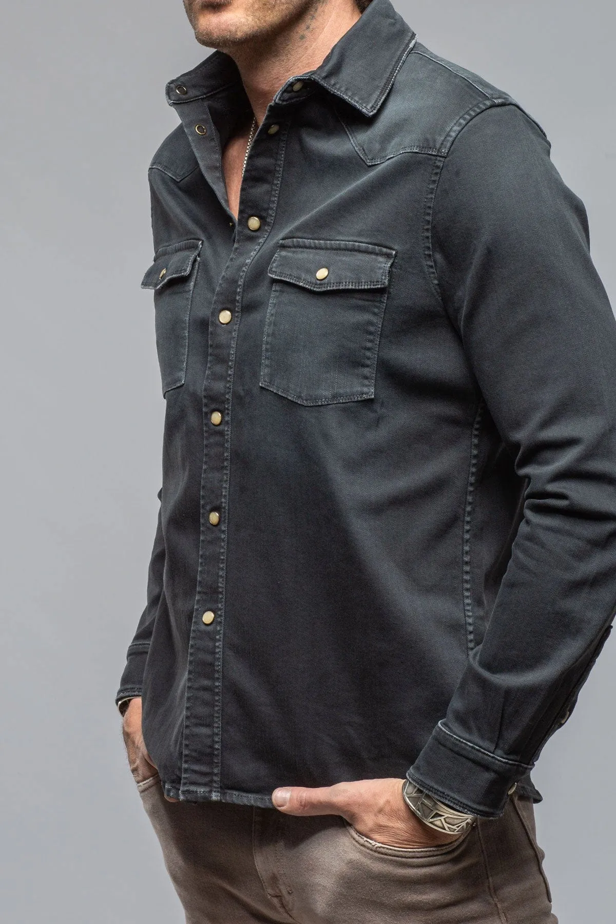 Ranger Colored Denim Snap Shirt In Anthracite