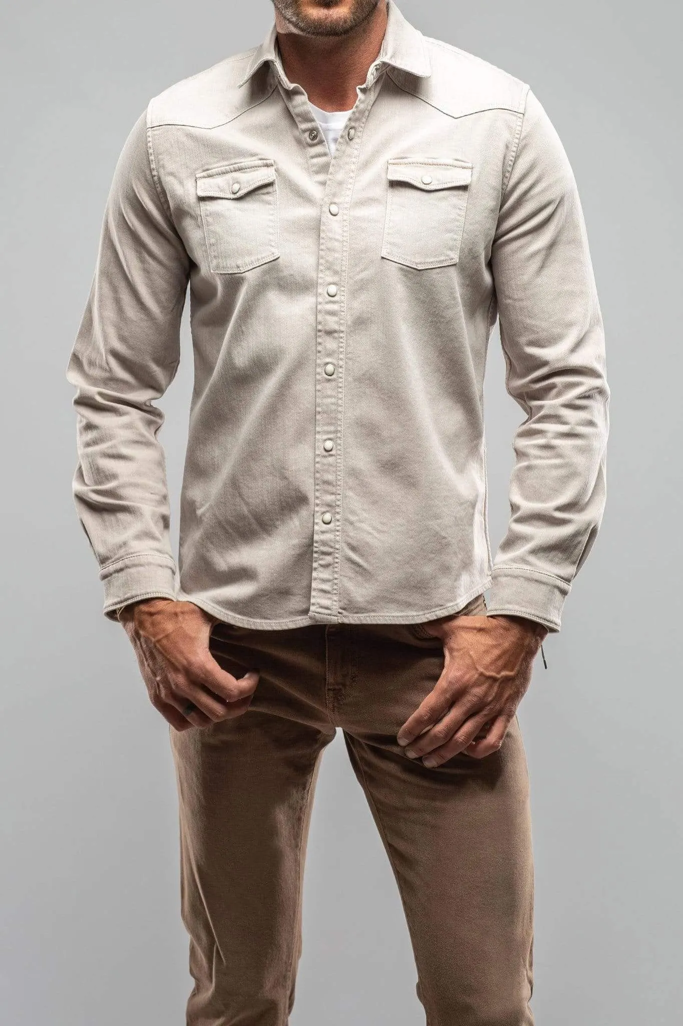 Ranger Colored Denim Snap Shirt In Sasso