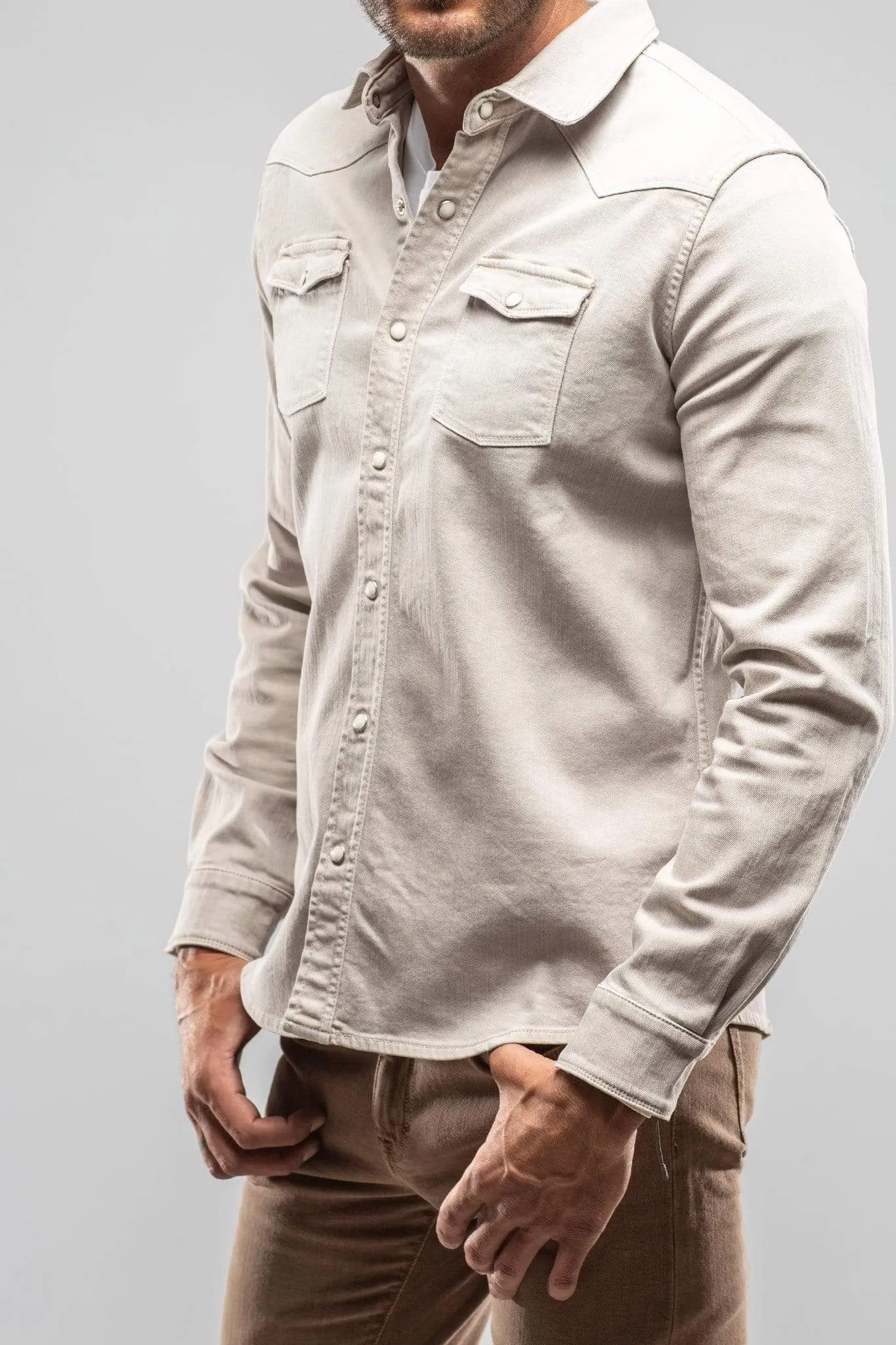 Ranger Colored Denim Snap Shirt In Sasso