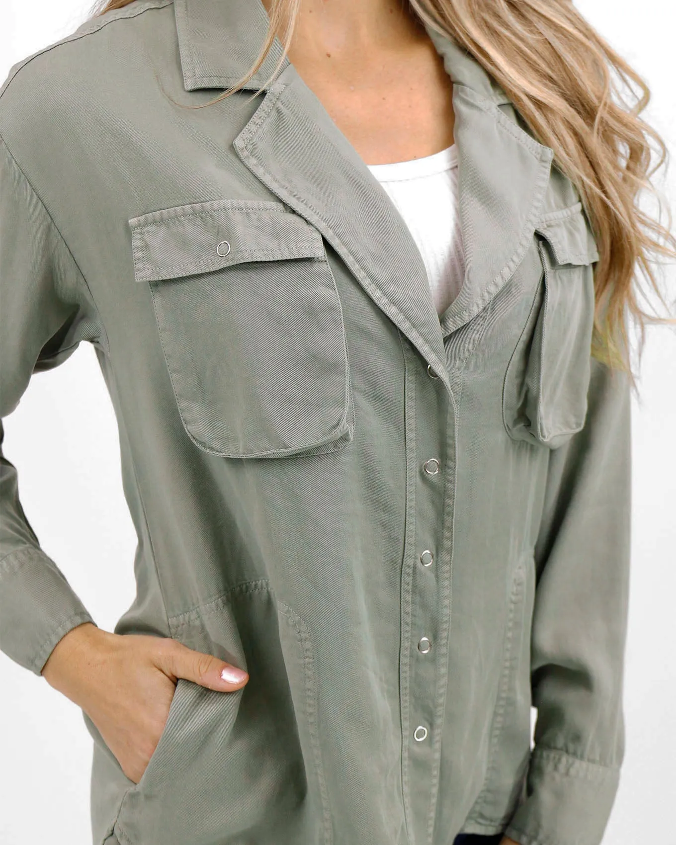 Sage Tencel™ Lyocell Utility Shirt Jacket